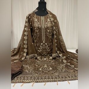 Elegant Embroidered sequins work Dress with all over work dupatta 
Size:46